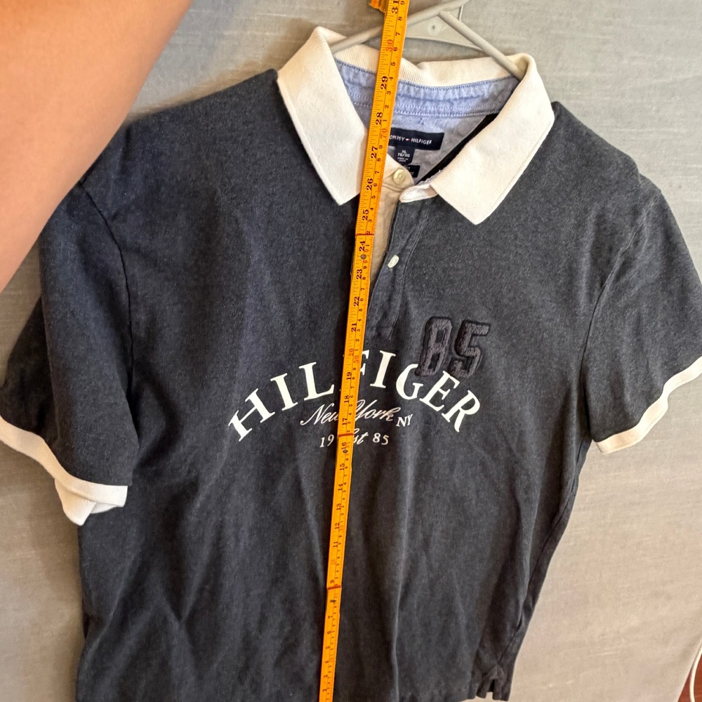 Tommy Hilfiger Polo‎ Shirt XL Gray 85 Logo Preppy Streetwear Cotton Top - Picture 11 of 11